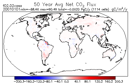 50 Year Average Net CO2 Flux for 20010101