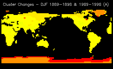 Cluster Changes - DJF 1889-1898 & 1989-1998 (A)