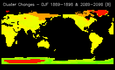 Cluster Changes - DJF 1889-1898 & 2089-2098 (B)