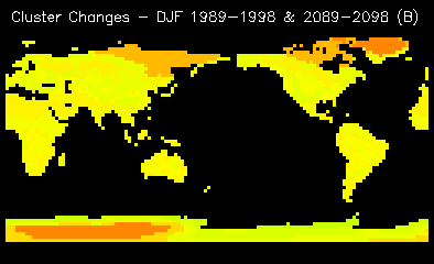 Cluster Changes - DJF 1989-1998 & 2089-2098 (B)