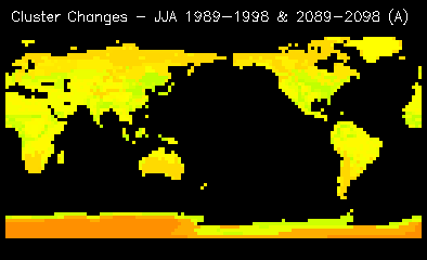 Cluster Changes - JJA 1989-1998 & 2089-2098 (A)