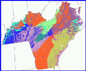 Southeast clustered into 10 custom ecoregions