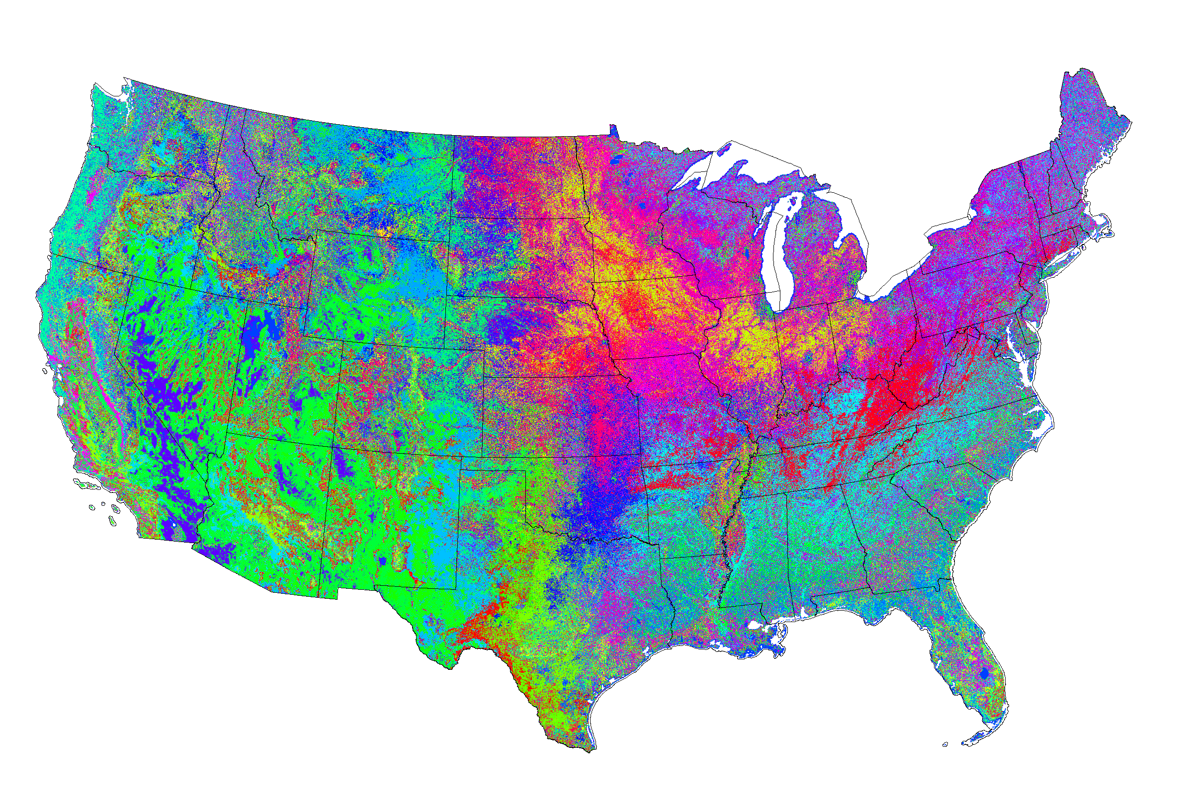 Phenology map of Continental United States for 2009